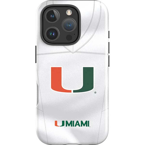 University of Miami White Jersey iPhone 16 Pro Impact Case